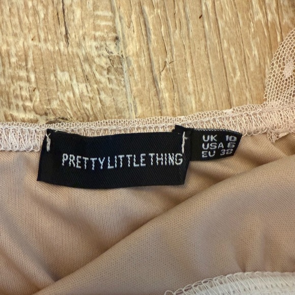 PRETTYLITTLETHING | Blush Mesh Frill Bodysuit 10 - Picture 3 of 5